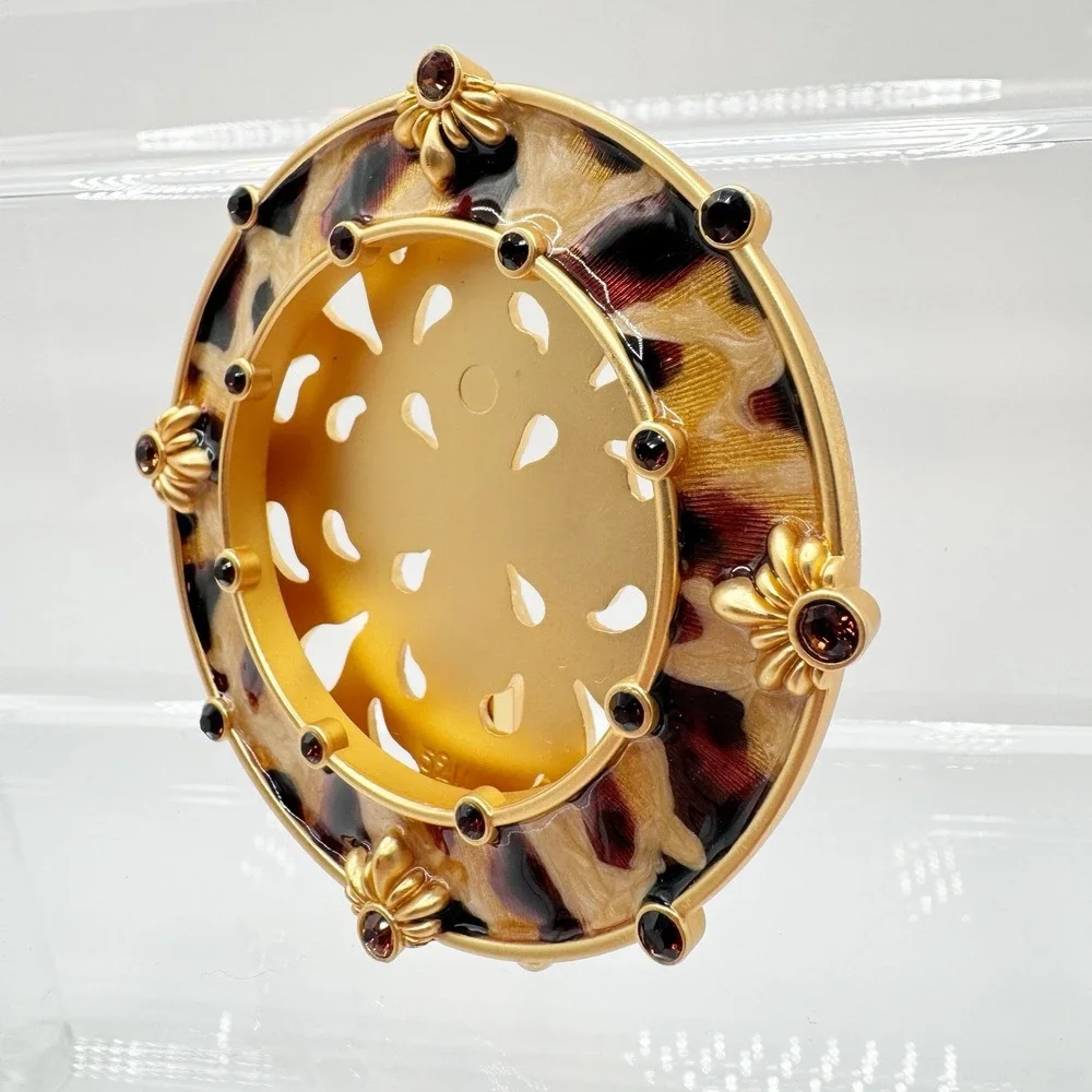 JAY STRONGWATER Jungle Collection Leopard Mini Round Picture Frame Gold 3